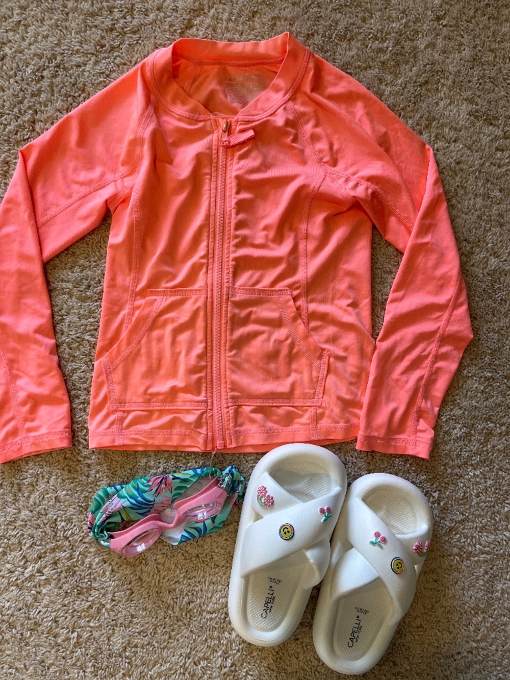 Cat & Jack coral pink swimsuit/rashguard